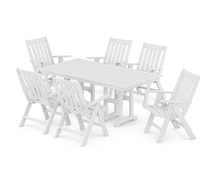 POLYWOOD Vineyard Folding Chair 7-Piece Farmhouse Dining Set in White