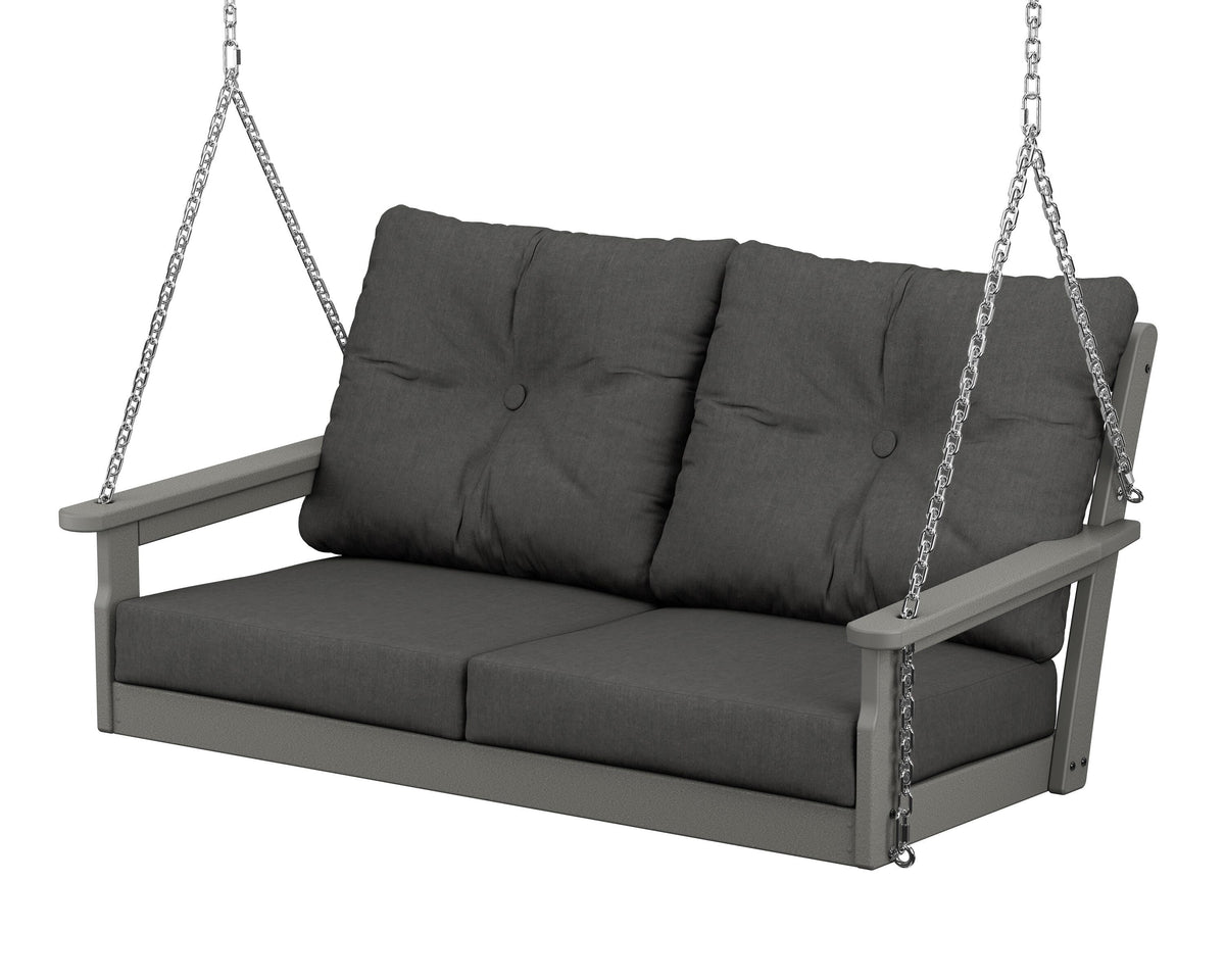 POLYWOOD Vineyard Deep Seating Swing in Slate Grey / Spectrum Carbon