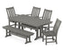 POLYWOOD Vineyard 6-Piece Arm Chair Farmhouse Dining Set with Trestle Legs and Bench in Slate Grey