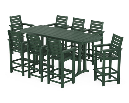 POLYWOOD Captain 9-Piece Bar Set with Trestle Legs in Green