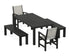POLYWOOD Coastal 5-Piece Parsons Dining Set with Benches in Black / Birch