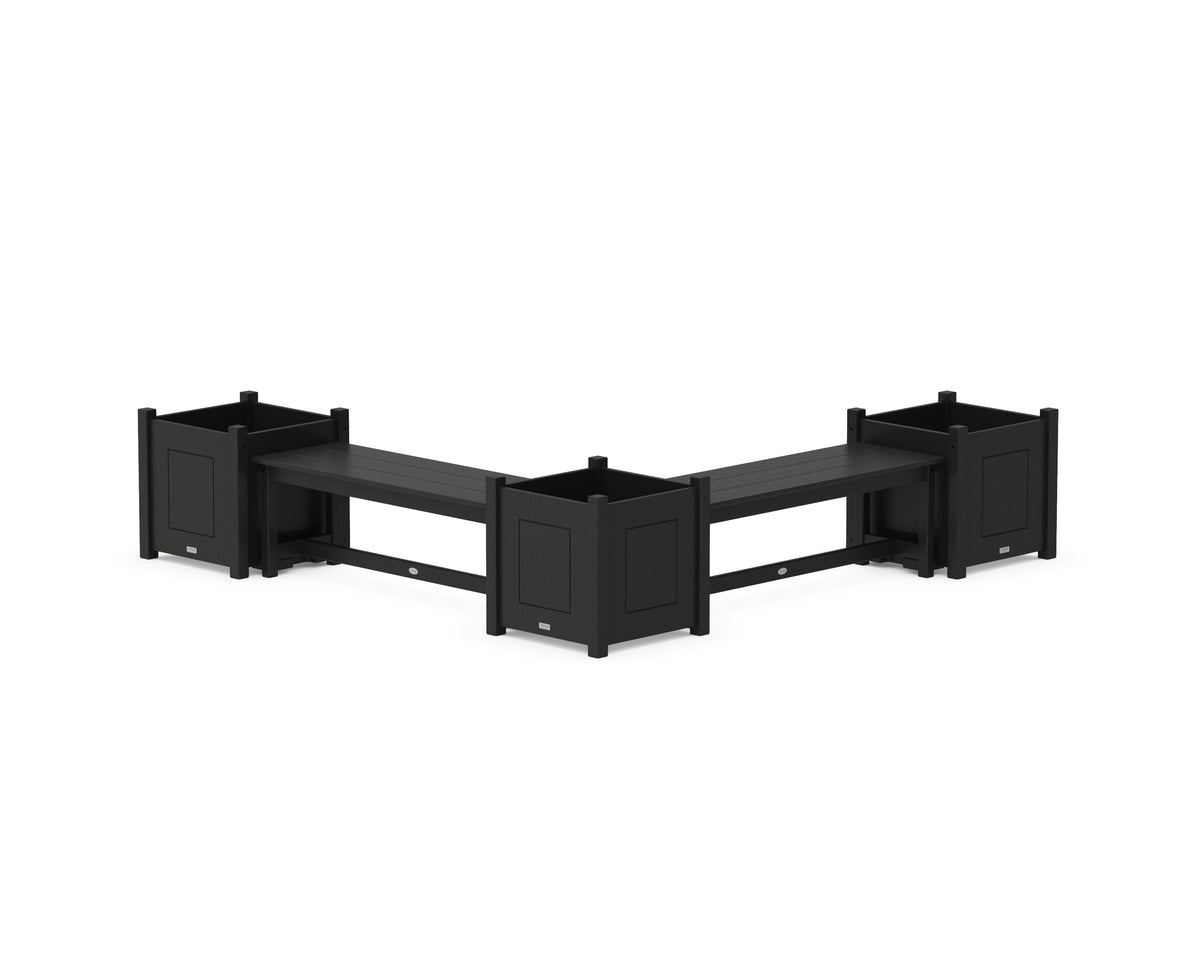 POLYWOOD 48" Country Living L-Shaped Planter Bench Corner Set - Large in Black