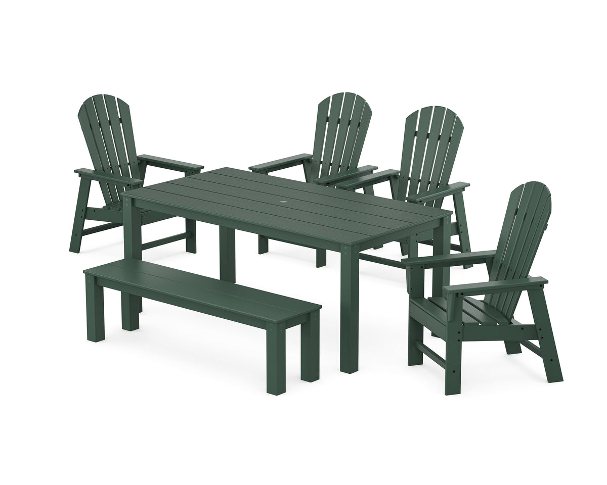 POLYWOOD South Beach 6-Piece Parsons Dining Set with Bench in Green