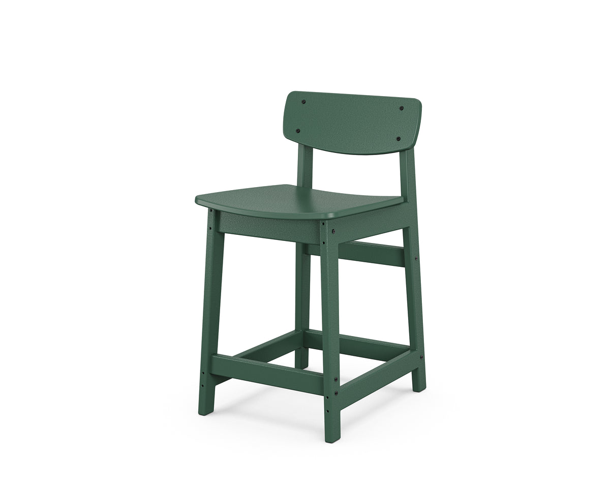 POLYWOOD Modern Studio Urban Lowback Counter Chair in Green