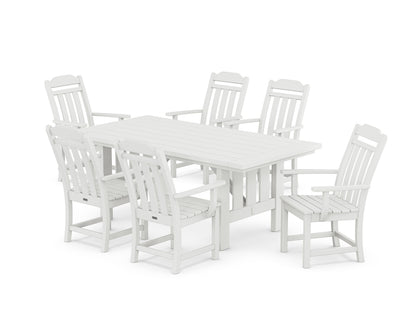 POLYWOOD Cottage Arm Chair 7-Piece Mission Dining Set in White