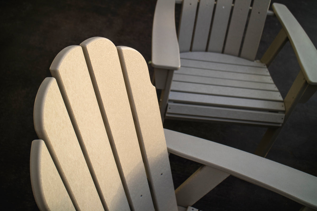 Detail photo of the POLYWOOD Vineyard Curveback Adirondack Dining Chair in Sand