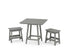 POLYWOOD Modern Studio Stool 3-Piece Square Bistro Set in Slate Grey
