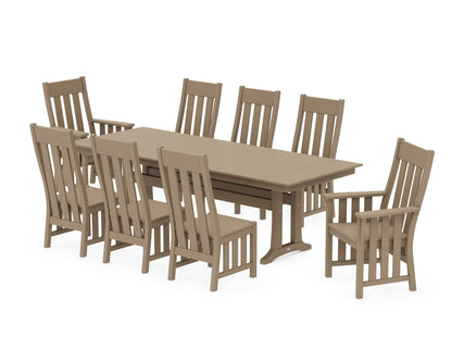 POLYWOOD Acadia 9-Piece Farmhouse Dining Set with Trestle Legs in Vintage Sahara