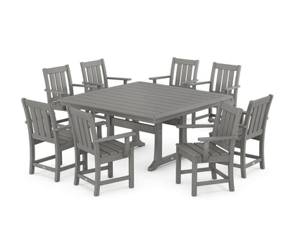 POLYWOOD Oxford 9-Piece Square Dining Set with Trestle Legs in Slate Grey