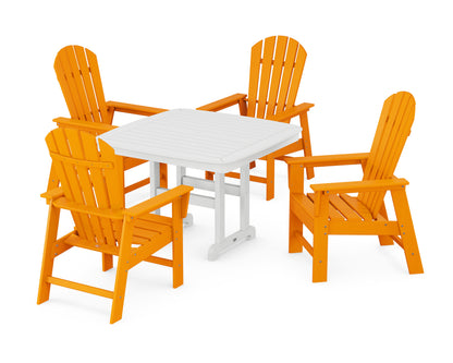 POLYWOOD South Beach 5-Piece Dining Set with Trestle Legs - 44" Table in Tangerine / White