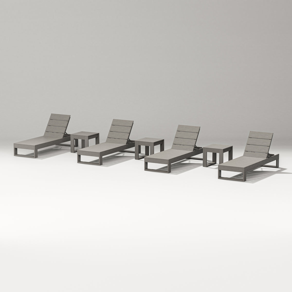 POLYWOOD PW Designer Series Latitude 7-Piece Lounge Chaise Set in Driftwood
