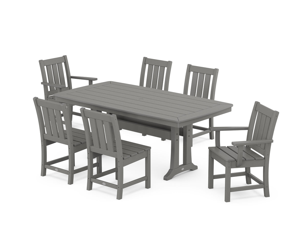 POLYWOOD Oxford 7-Piece Dining Set with Trestle Legs in Slate Grey