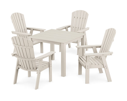 POLYWOOD Nautical Curveback Adirondack 5-Piece Parsons Dining Set in Sand