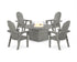 POLYWOOD Vineyard 4-Piece Curveback Upright Adirondack Conversation Set with Fire Pit Table in Slate Grey