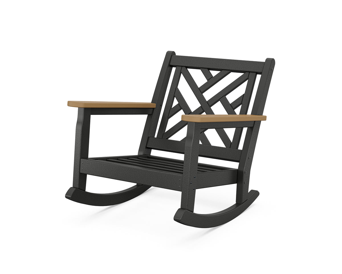 POLYWOOD Chippendale Deep Seating Rocking Chair Frame in Black / Natural