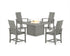 POLYWOOD Modern 4-Piece Upright Adirondack Conversation Set with Fire Pit Table in Slate Grey