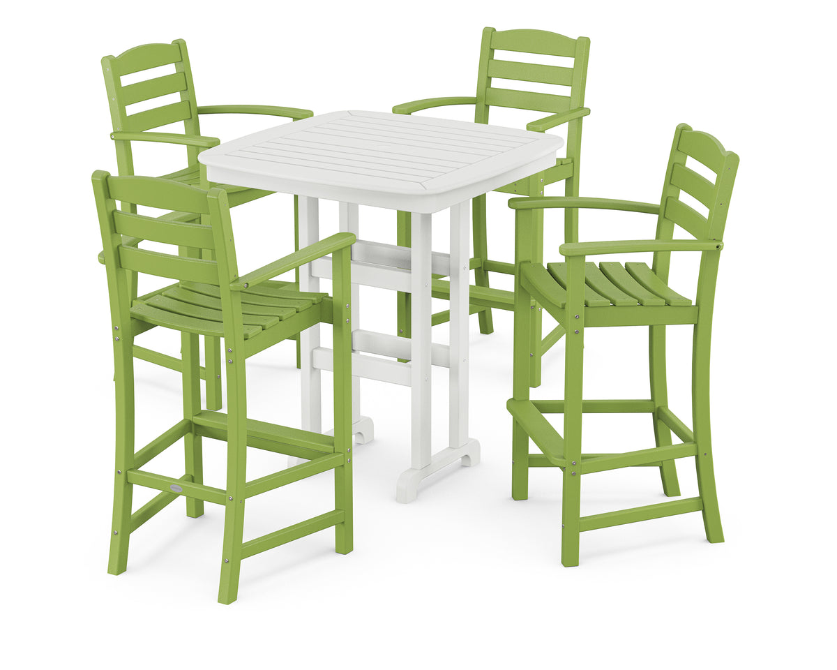POLYWOOD La Casa Café 5-Piece Bar Set in Lime / White