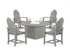 POLYWOOD Classic 4-Piece Upright Adirondack Conversation Set with Fire Pit Table in Slate Grey