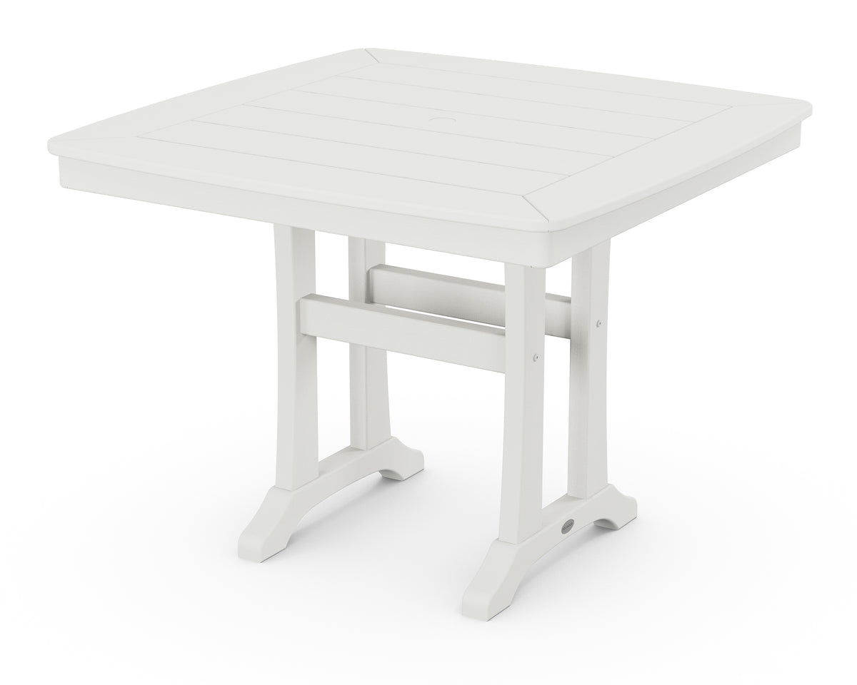 POLYWOOD Nautical Trestle 37" Dining Table in Vintage White