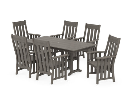POLYWOOD Acadia Arm Chair 7-Piece Farmhouse Dining Set in Driftwood