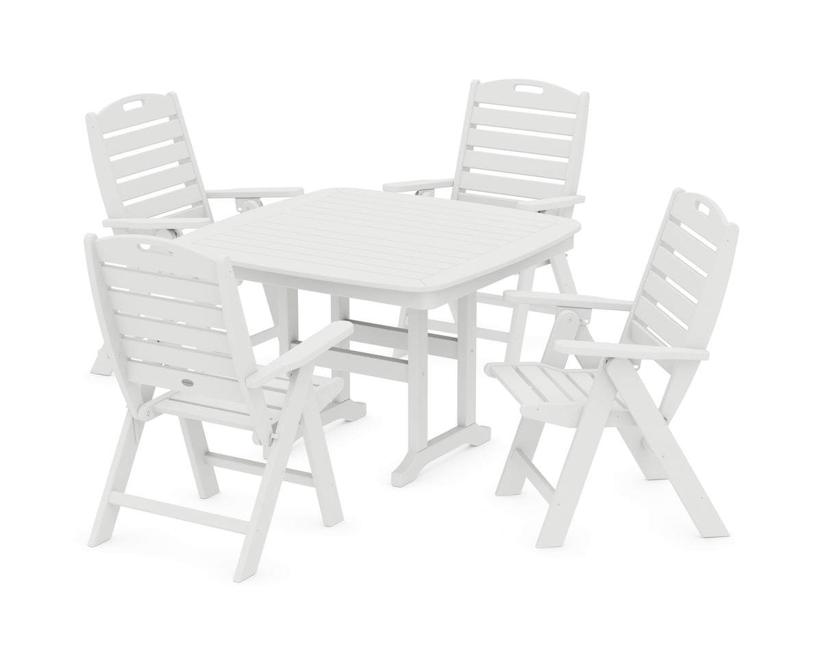 POLYWOOD Nautical Highback Chair 5-Piece Dining Set in White