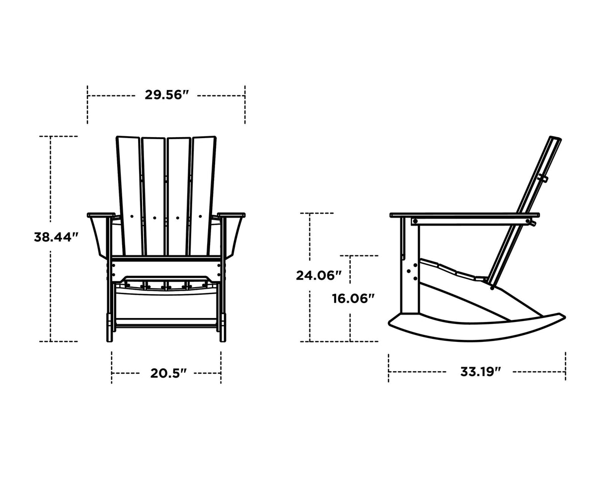 POLYWOOD Quattro Adirondack Rocking Chair dimensions