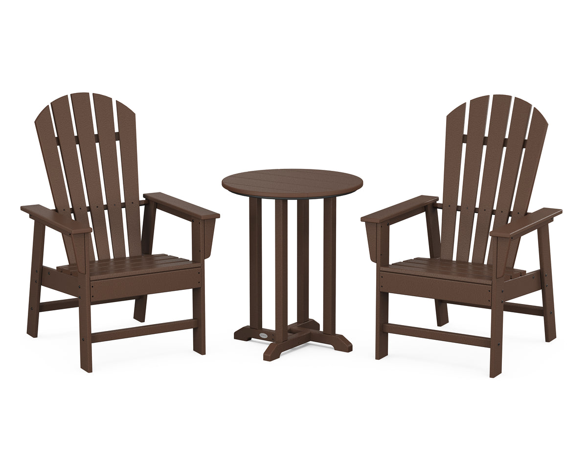 POLYWOOD South Beach 3-Piece Round Farmhouse Bistro Dining Set in Mahogany