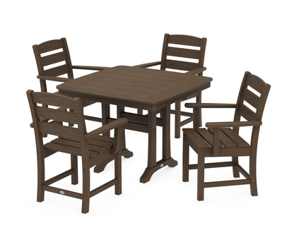 POLYWOOD Lakeside 5-Piece Dining Set with Trestle Legs - 37" Table in Kona