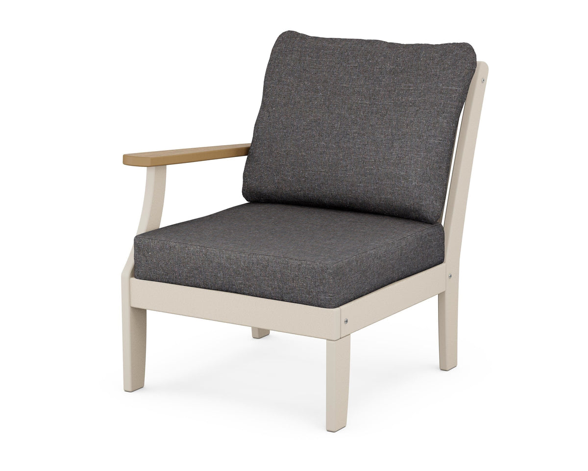 POLYWOOD Braxton Modular Left Arm Chair in Sand / Natural / Ash Charcoal