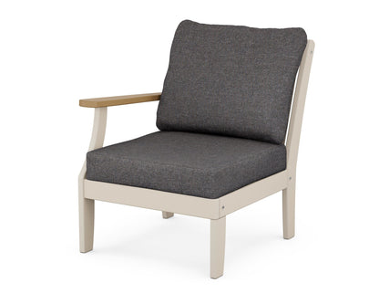 POLYWOOD Braxton Modular Left Arm Chair in Sand / Natural / Ash Charcoal