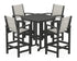 POLYWOOD Coastal 5-Piece Bar Set in Black / Birch