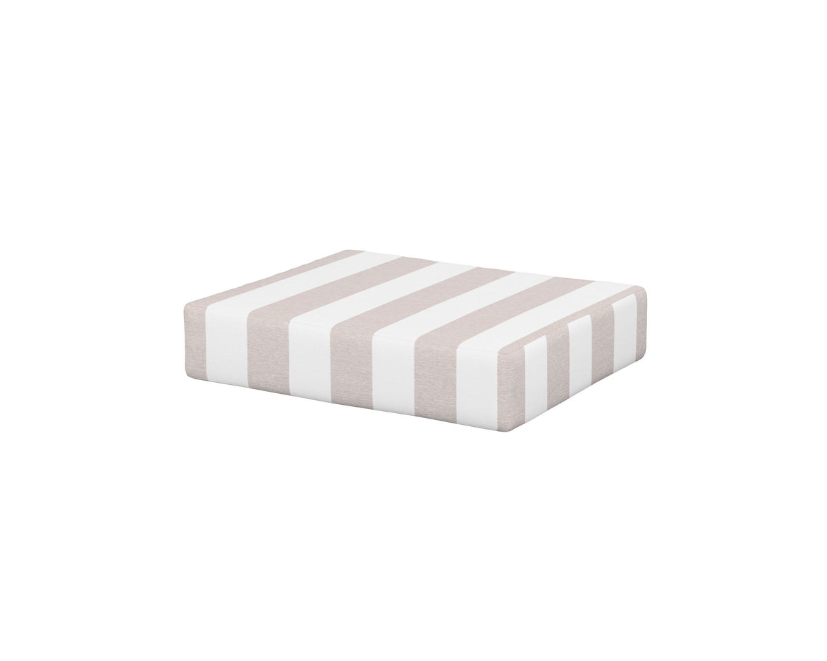 POLYWOOD Acadia Ottoman Cushion in Cabana Stripe Dune Burlap