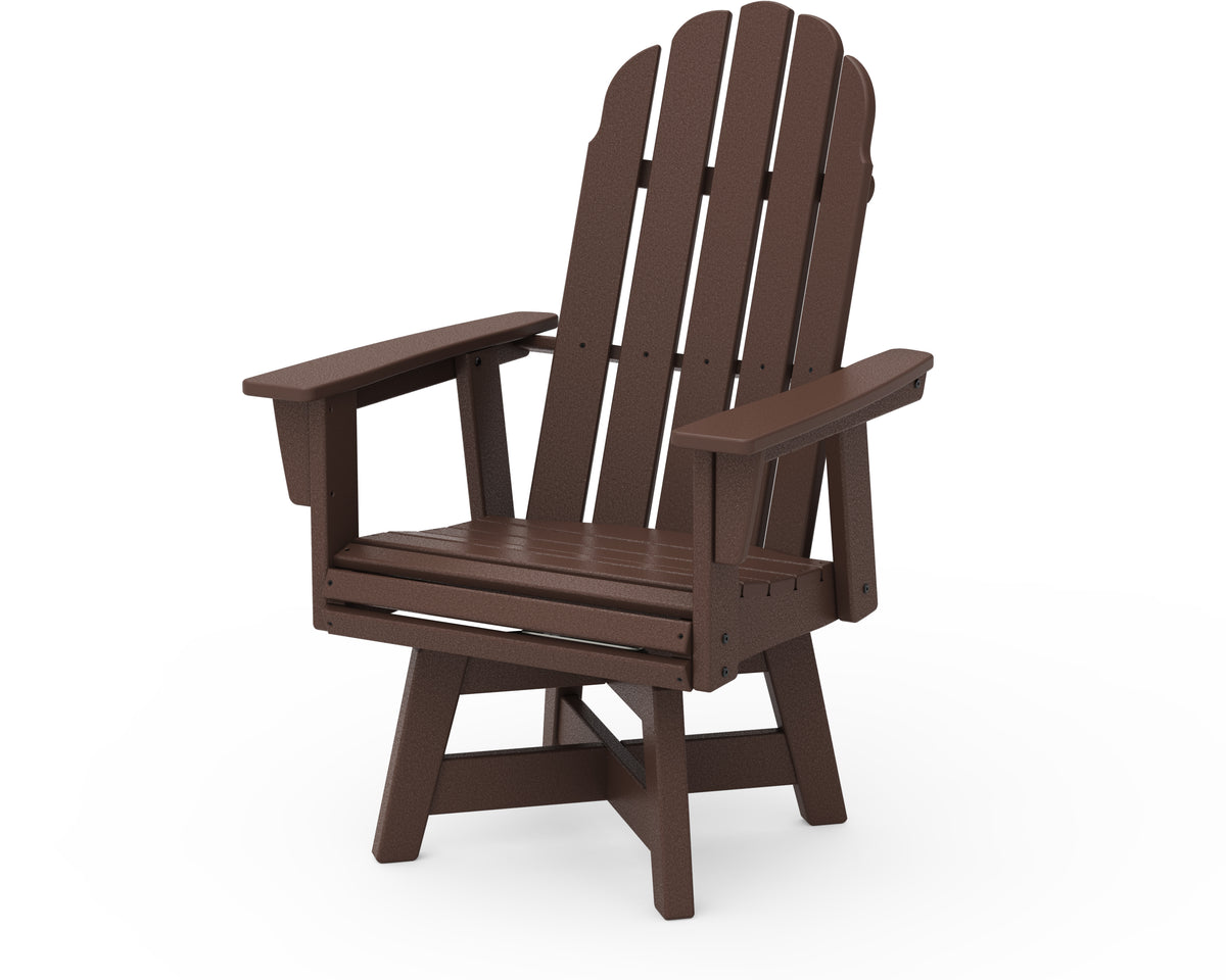 POLYWOOD Vineyard Curveback Adirondack Swivel Dining Chair in Mahogany