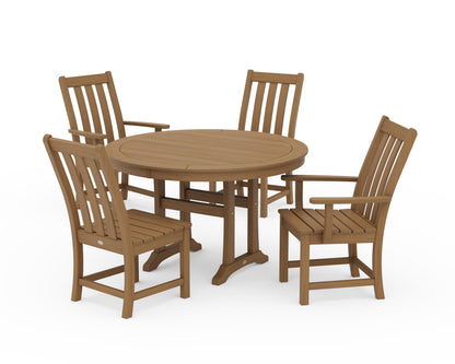 POLYWOOD Vineyard 5-Piece Nautical Trestle Dining Set in Natural