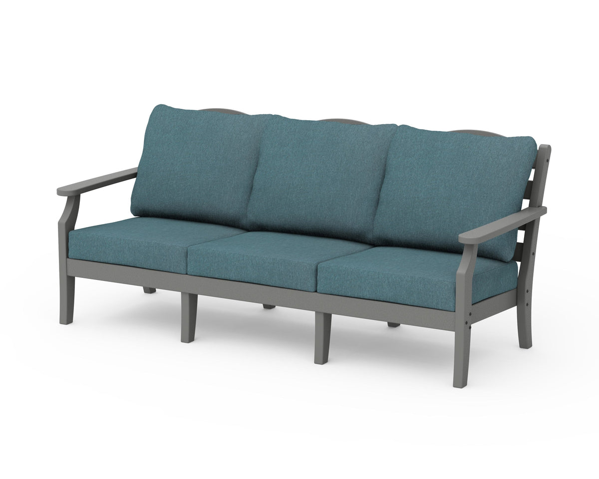 POLYWOOD Savannah Deep Seating Sofa in Slate Grey / Ocean Teal
