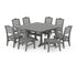 POLYWOOD Savannah Side Chair 9-Piece Square Dining Set with Trestle Legs in Slate Grey