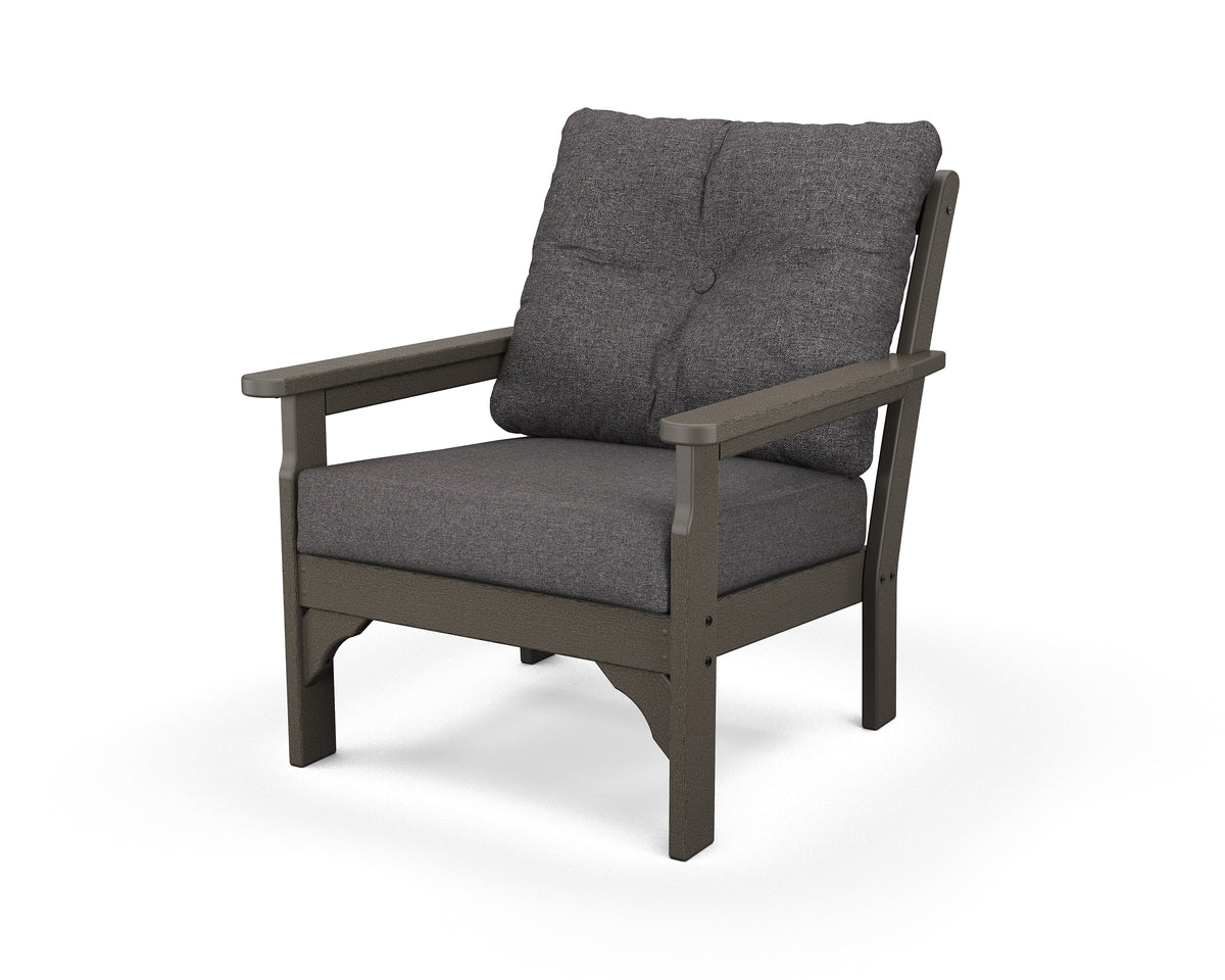 POLYWOOD Vineyard Deep Seating Chair in Vintage Coffee / Ash Charcoal