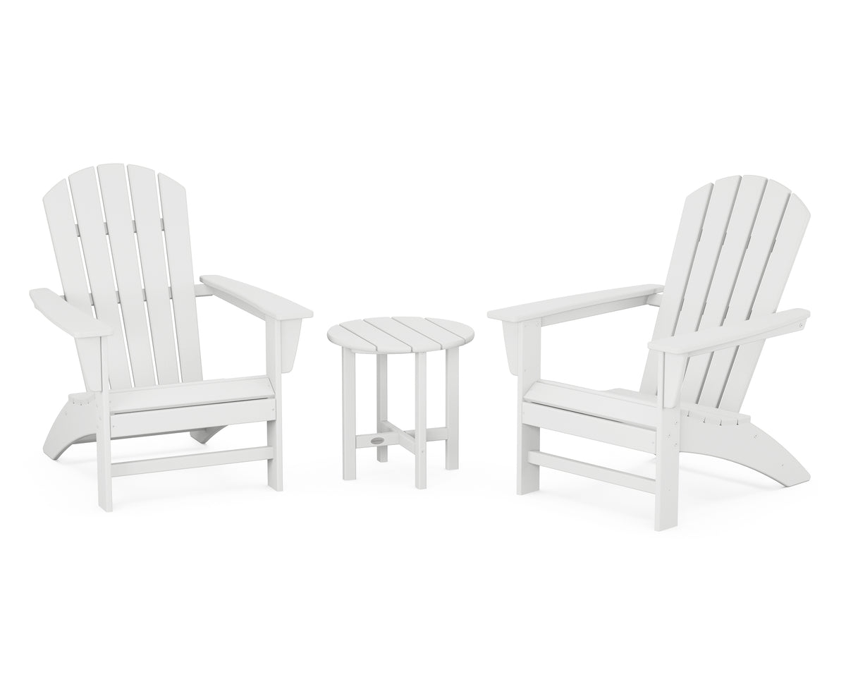 POLYWOOD Nautical 3-Piece Adirondack Set in White