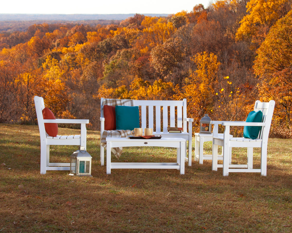 Lifestyle photo of the POLYWOOD Vineyard 48" Bench