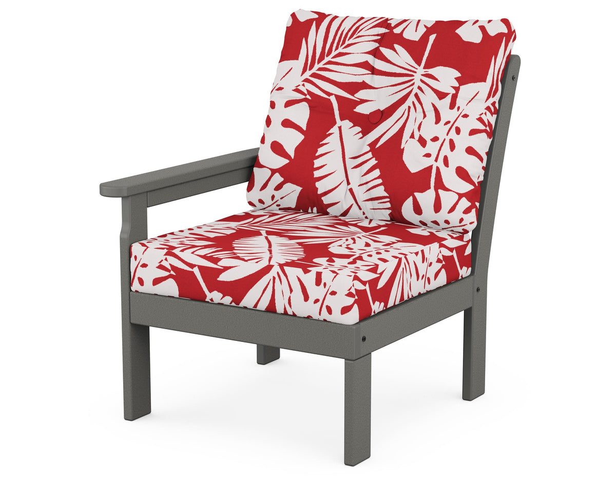 POLYWOOD Vineyard Modular Left Arm Chair in Slate Grey / Leaf Crimson