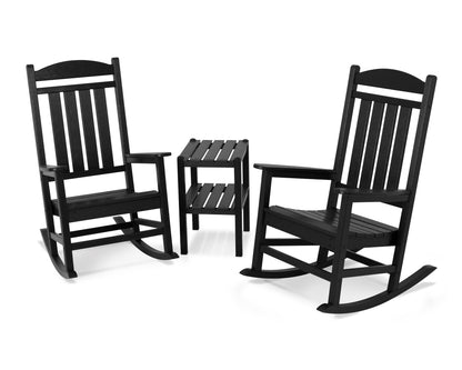 POLYWOOD Presidential 3-Piece Rocker Set in Black