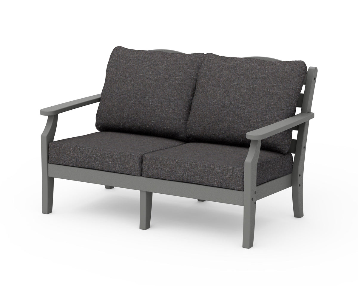POLYWOOD Savannah Deep Seating Loveseat in Slate Grey / Ash Charcoal