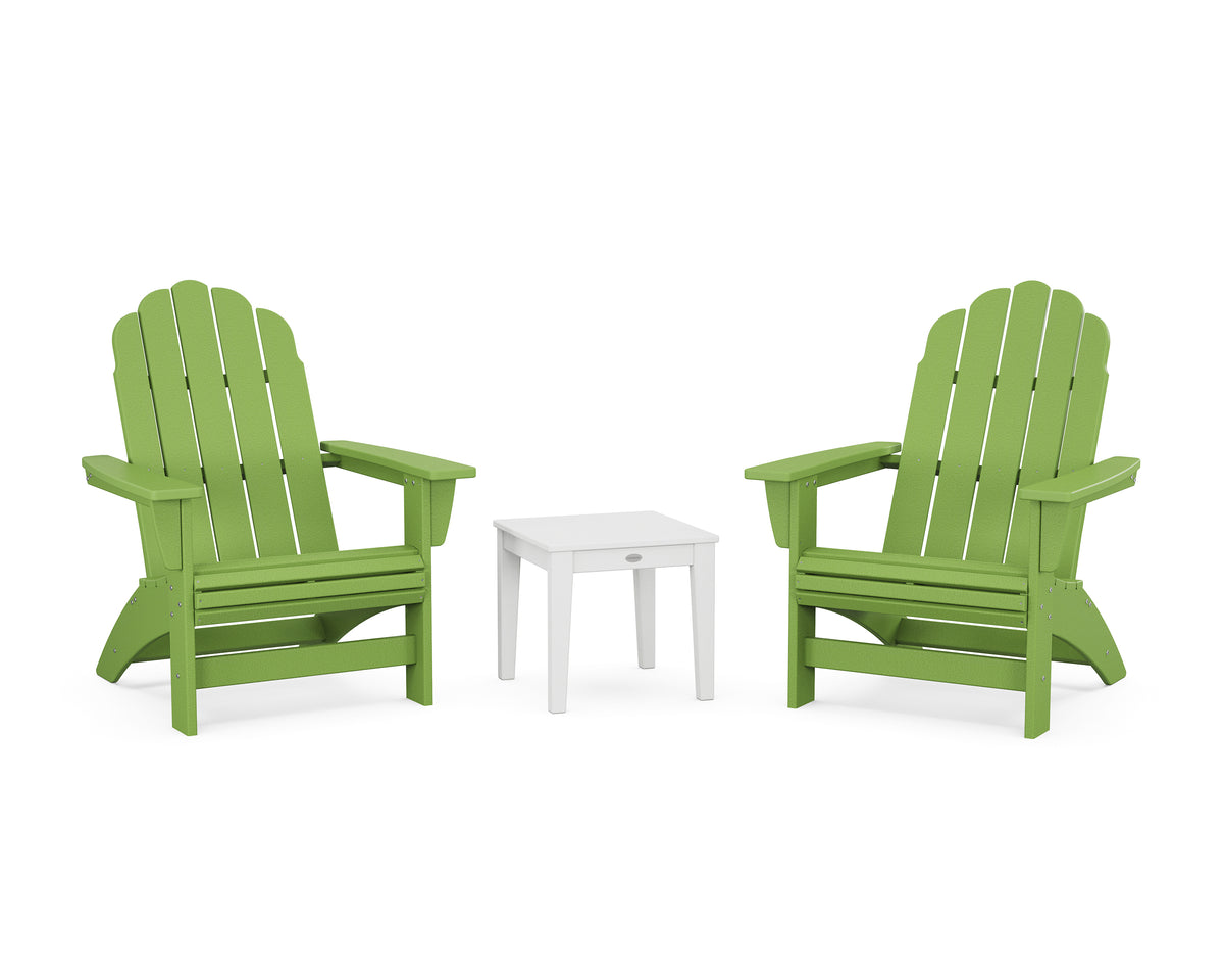 POLYWOOD 3-Piece Vineyard Grand Adirondack Set in Lime / White