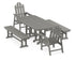 POLYWOOD Long Island 5-Piece Dining Set with Benches - 37" x 72" Table in Slate Grey