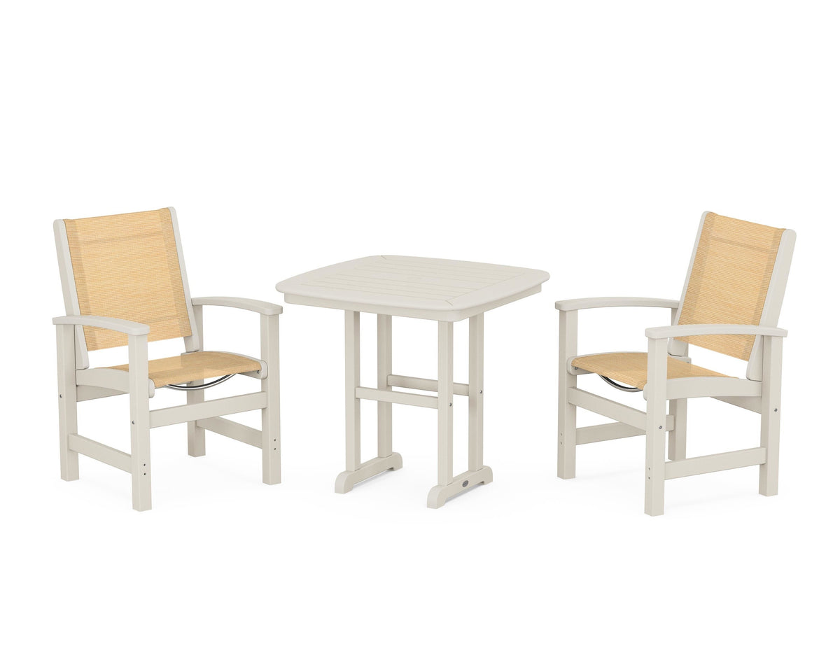 POLYWOOD Coastal 3-Piece Dining Set in Sand / Dupioni Apricot