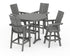 POLYWOOD Modern Adirondack 5-Piece Nautical Trestle Round Bar Set with Swivels in Slate Grey