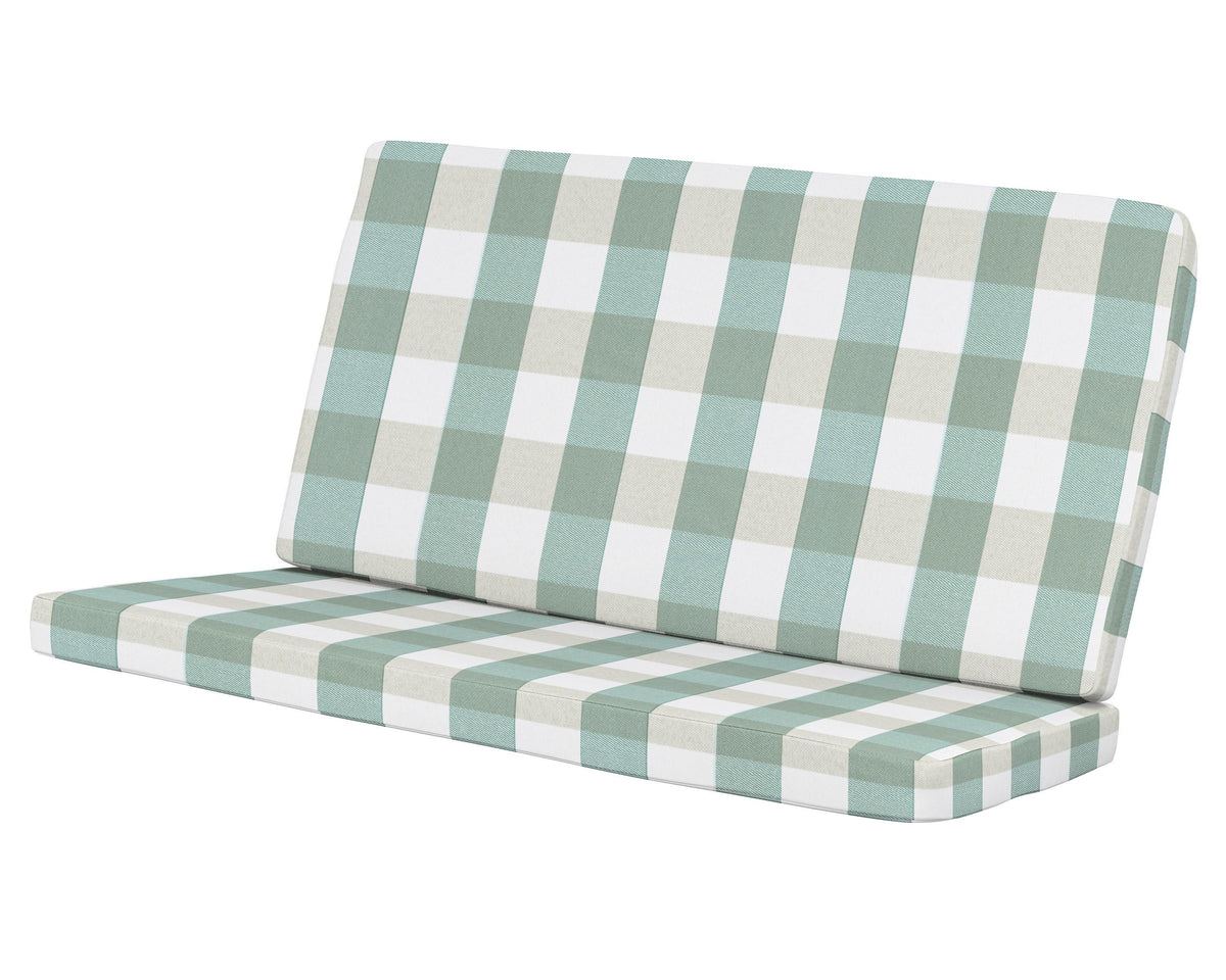 POLYWOOD Modern Loveseat Cushion in Buffalo Plaid Glacier Spa