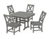 POLYWOOD Braxton Side Chair 5-Piece Dining Set with Trestle Legs - 44" Table in Slate Grey