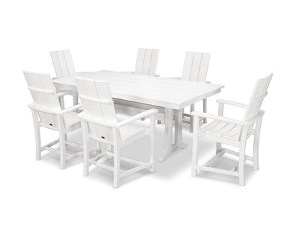 POLYWOOD Modern Adirondack 7-Piece Farmhouse Dining Set with Trestle Legs in White