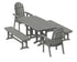 POLYWOOD Vineyard Adirondack 5-Piece Dining Set with Benches - 37" x 72" Table in Slate Grey